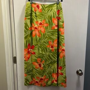 Worthington Green and Orange Floral Skirt